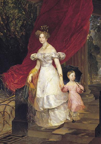 Karl Briullov Portrait of Grand Duchess Elena Pavlovna and her daughter Maria